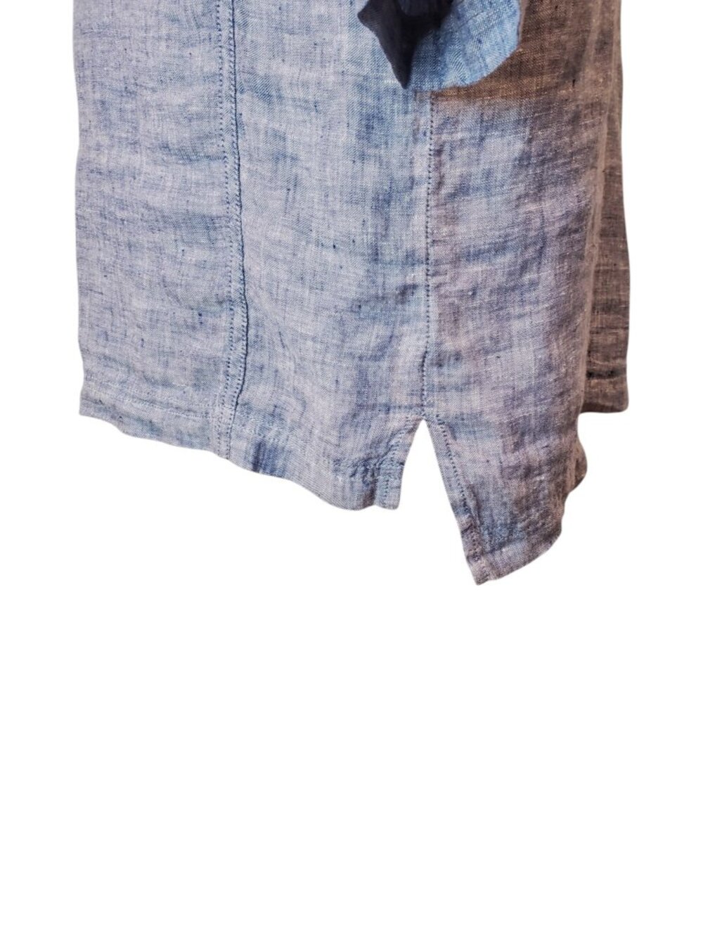GARNET HILL SZ 8 Women's Blue Chambray 100% Linen Tunic Blouse - Picture 5 of 8